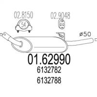 MTS 01.62990 Глушник вихлопних газів кінцевий MTS 01.62990 Глушник вихлопних газів кінцевий