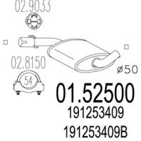 MTS 01.52500 Muffler assy front