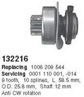 Cargo 132216 Бендикс стартера Cargo 132216 Бендикс стартера