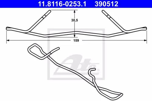 Ate 11.8116-0253.1 Spring set disc brake Ate 11.8116-0253.1 Spring set disc brake