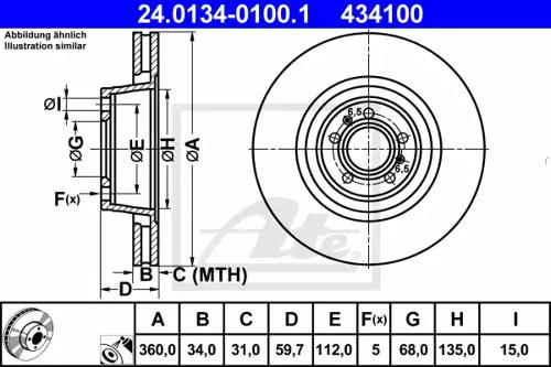 Ate 24.0134-0100.1 Brake disc