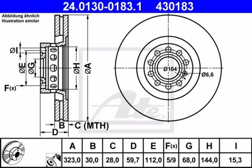 Ate 24.0130-0183.1 Brake disc Ate 24.0130-0183.1 Brake disc