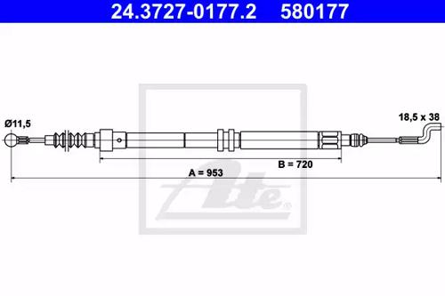Ate 24.3727-0177.2 Brake cable