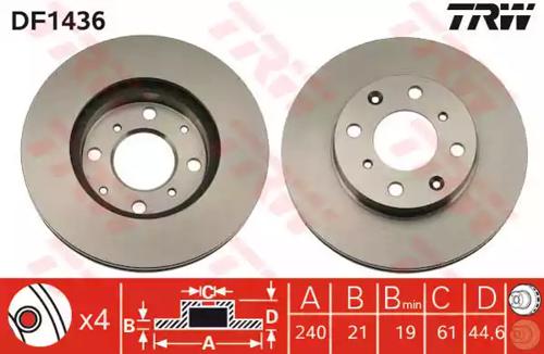 TRW DF1436 Brake disc
