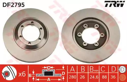 TRW DF2795 Brake disc