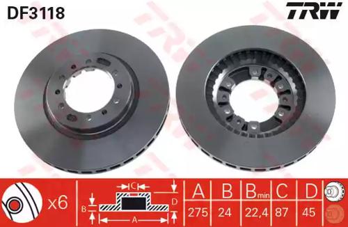 TRW DF3118 Brake disc TRW DF3118 Brake disc