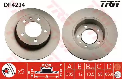TRW DF4234 Brake disc TRW DF4234 Brake disc