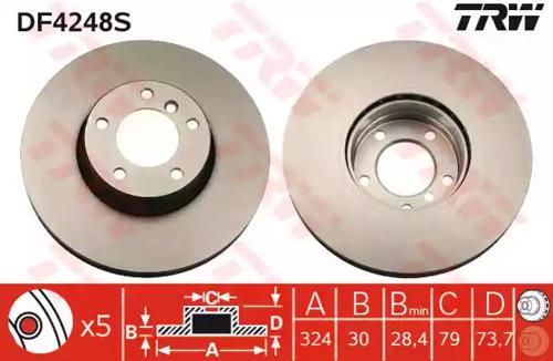 TRW DF4248S Brake disc TRW DF4248S Brake disc