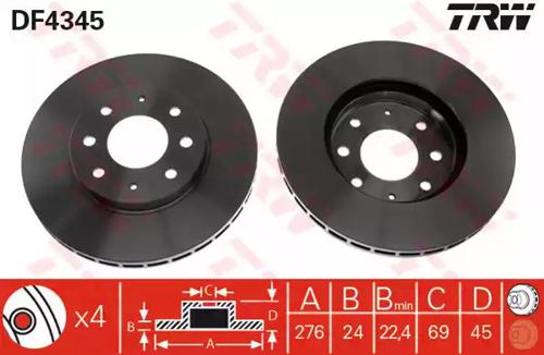 TRW DF4345 Brake disc TRW DF4345 Brake disc
