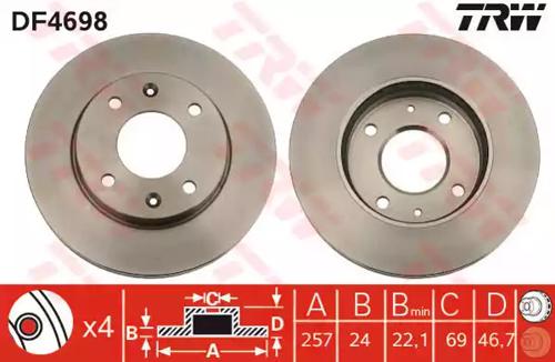 TRW DF4698 Brake disc TRW DF4698 Brake disc