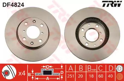 TRW DF4824 Brake disc