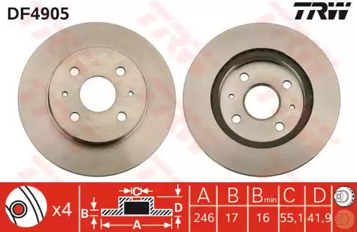 TRW DF4905 Brake disc TRW DF4905 Brake disc