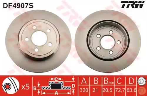 TRW DF4907S Brake disc TRW DF4907S Brake disc