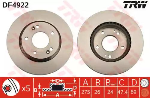 TRW DF4922 Brake disc TRW DF4922 Brake disc