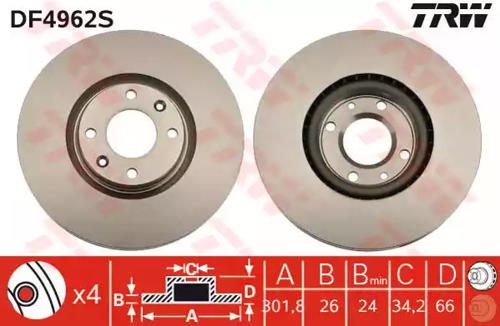 TRW DF4962S Brake disc