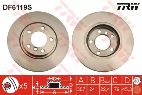 TRW DF6119S Brake disc