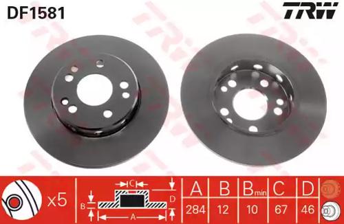 TRW DF1581 Brake disc TRW DF1581 Brake disc