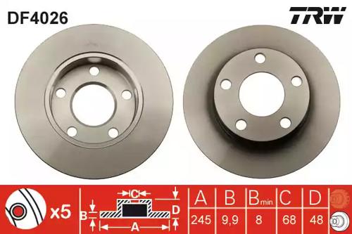TRW DF4026 Brake disc