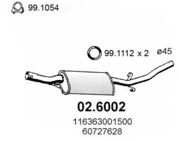 Asso 02.6002 Muffler assy front