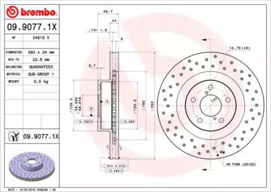 Brembo 09.9077.1X Диск тормозной Brembo 09.9077.1X Диск тормозной
