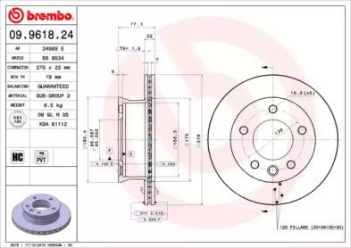 Brembo 09.9618.24 Brake disc
