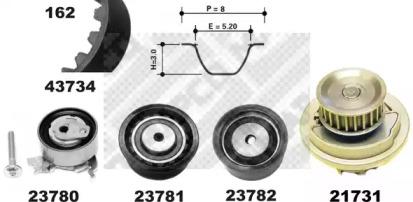 Mapco 417391 Комплект ременя ГРМ з водяним насосом і роликами