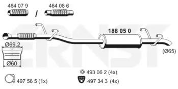 Ernst 188050 Muffler assy front Ernst 188050 Muffler assy front
