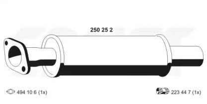 Ernst 250252 Середній глушник вихлопних газів Ernst 250252 Середній глушник вихлопних газів