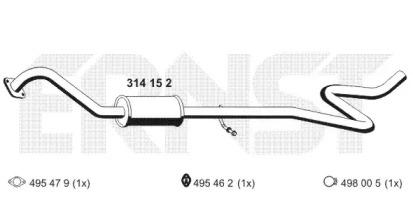 Ernst 314152 Середній глушник вихлопних газів Ernst 314152 Середній глушник вихлопних газів