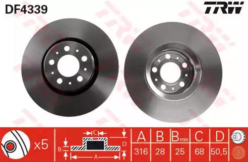 TRW DF4339 Brake disc