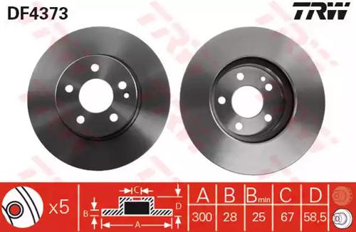 TRW DF4373 Brake disc TRW DF4373 Brake disc