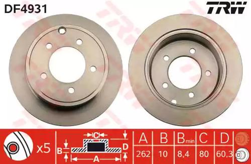 TRW DF4931 Brake disc TRW DF4931 Brake disc
