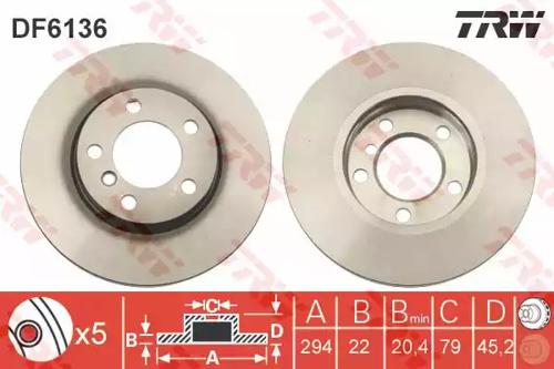 TRW DF6136 Brake disc TRW DF6136 Brake disc