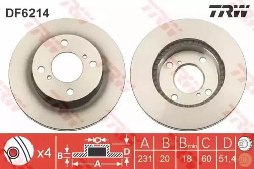 TRW DF6214 Brake disc TRW DF6214 Brake disc