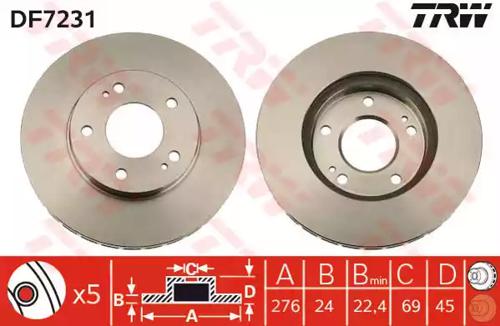 TRW DF7231 Brake disc TRW DF7231 Brake disc
