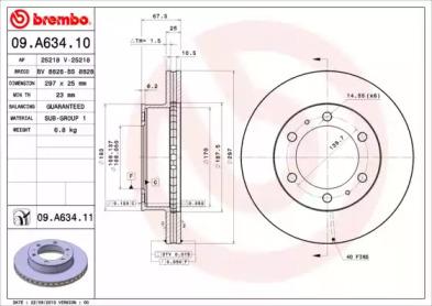 Brembo 09.A634.11 Диск гальмівний