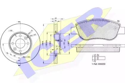 Icer 31883-7795 Brake set discs pads