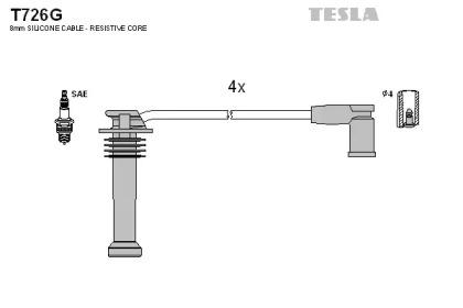 Tesla blatna T726G Дроти високовольтні системи запалювання Tesla blatna T726G Дроти високовольтні системи запалювання