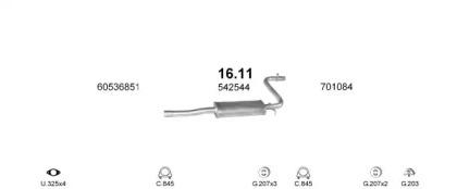 Polmostrow 00261 Середній глушник вихлопних газів Polmostrow 00261 Середній глушник вихлопних газів