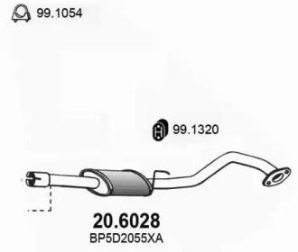 Asso 20.6028 Muffler assy front Asso 20.6028 Muffler assy front
