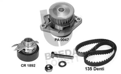 Breda Lorett KPA0048B Комплект ременя ГРМ з водяним насосом і роликами Breda Lorett KPA0048B Комплект ременя ГРМ з водяним насосом і роликами