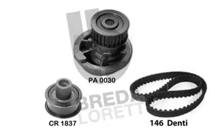 Breda Lorett KPA0652B Комплект ременя ГРМ з водяним насосом і роликами Breda Lorett KPA0652B Комплект ременя ГРМ з водяним насосом і роликами