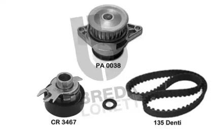 Breda Lorett KPA0654A Комплект ременя ГРМ з водяним насосом і роликами Breda Lorett KPA0654A Комплект ременя ГРМ з водяним насосом і роликами