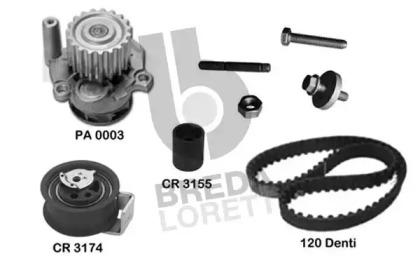 Breda Lorett KPA0723B Комплект ремня ГРМ с водяным насосом и роликами Breda Lorett KPA0723B Комплект ремня ГРМ с водяным насосом и роликами