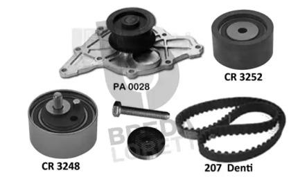 Breda Lorett KPA0794A Комплект ременя ГРМ з водяним насосом і роликами Breda Lorett KPA0794A Комплект ременя ГРМ з водяним насосом і роликами