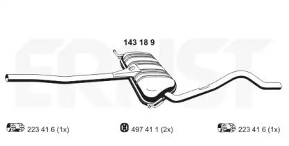 Ernst 143189 Средний глушитель выхлопных газов Ernst 143189 Средний глушитель выхлопных газов