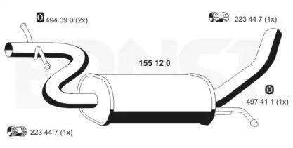Ernst 155120 Muffler assy front