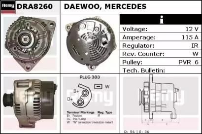 Remy DRA8260 Alternator assy