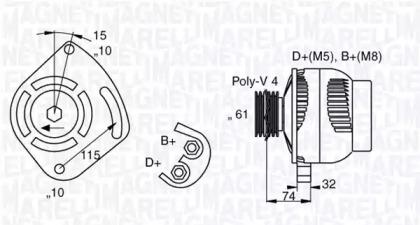 Magneti Marelli 063321863010 Alternator assy Magneti Marelli 063321863010 Alternator assy