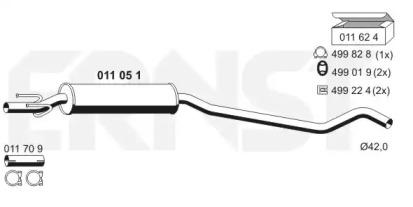 Ernst 011051 Muffler assy front